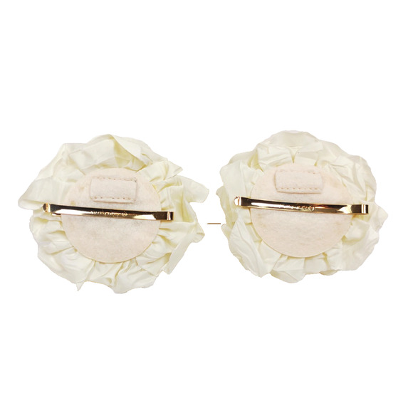 Ivory White Shoe Bows Flower Shoe Clips Prom Wedding Accessories 2 pc J.Crew - Picture 2 of 7